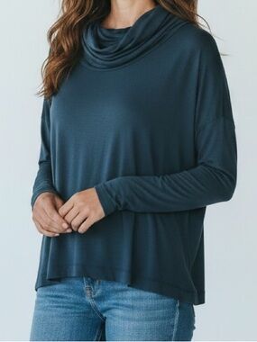 Sanctuary Large  Clothing Teal Cowl Neck Knit Top